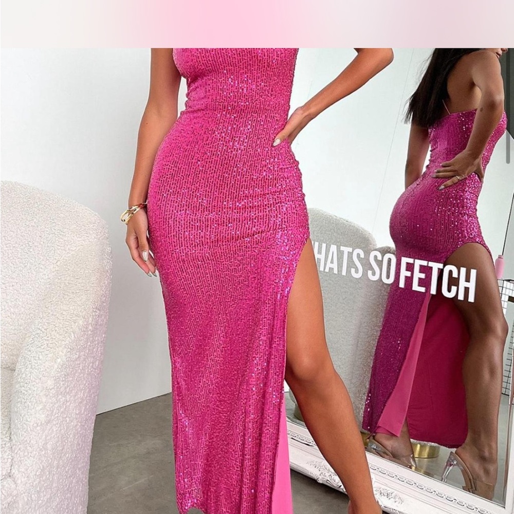 That’s so fetch pink sequin formal dress